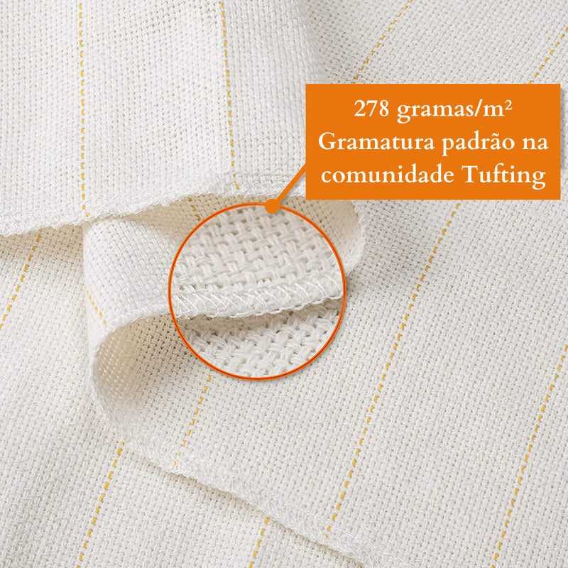 3,20 X 2,15m Base Primária Para Bordar Tapete Tufting Creme Listras