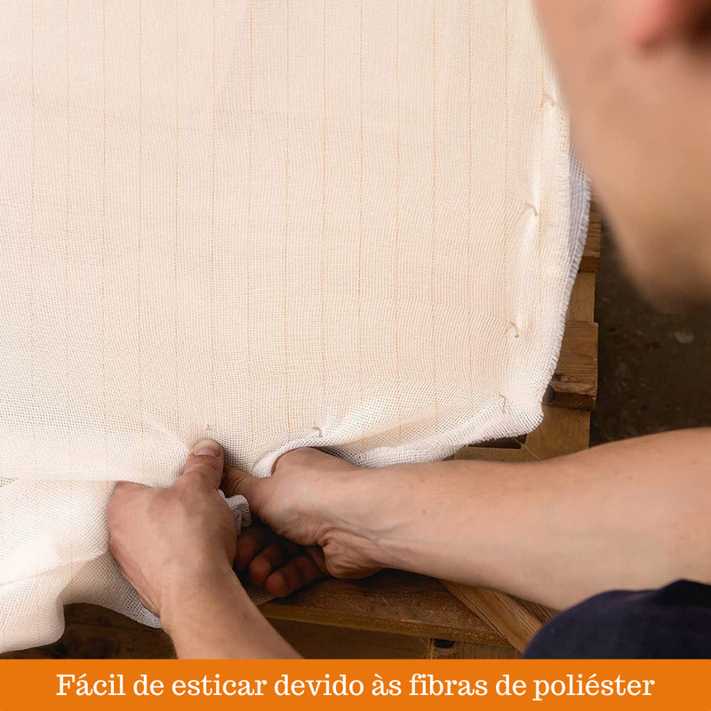 3,20 X 2,15m Base Primária Para Bordar Tapete Tufting Creme Listras