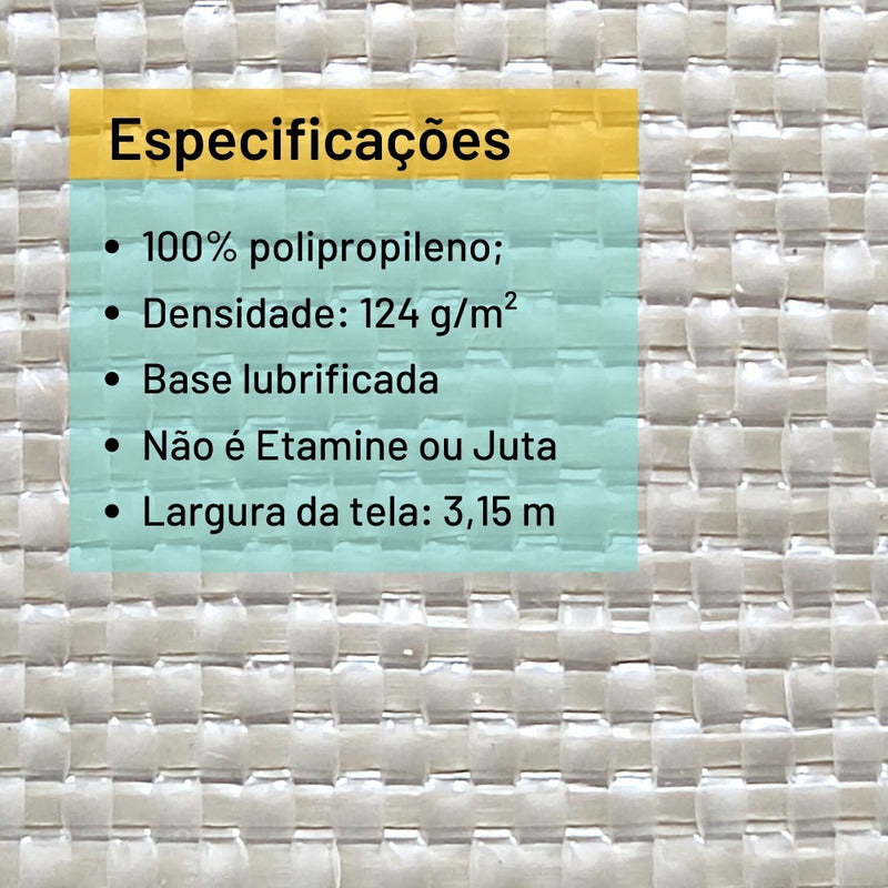 Tela Base Primária 124 G/m² Para Tufting 5 Metros (5x3,15m) Cinza
